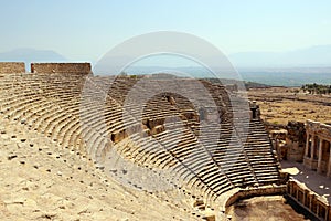 Parterre of the ancient theater of the ancient city of Hierapolis.