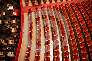 The parterre in the theatre hall of Vienna State Opera auditorium without people. photo