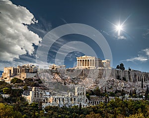 Parthenon, Acropolis of Athens on a sunny day, Summer Vacations