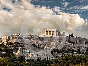 Parthenon, Acropolis of Athens, Under cloudy sky