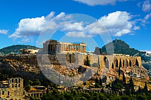 Parthenon acropolis likavitos  athens greece in autumn