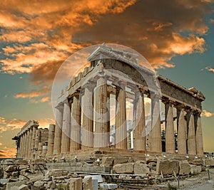 Parthenon ancient greek temple in greek capital Athens Greece