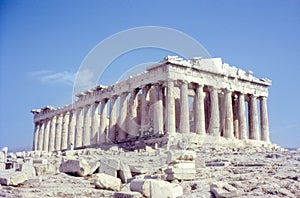 Vintage photo circa 1960s, Parthenon, ancient monument, Athens Greece. photo