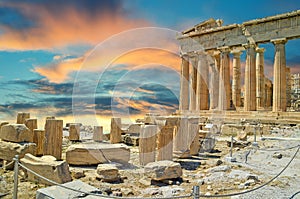 parthenon athens greece acropolis in sunny day