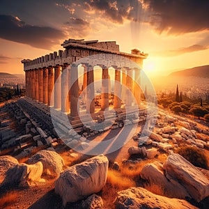 parthenon athens greece greek ancient places - ai generated