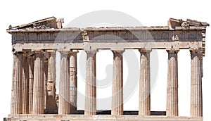 He Parthenon Athens, Greece isolated on white background