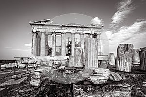 Parthenon in black and white, Athens, Greece