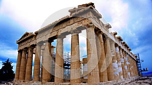 Parthenon building on top of the Acropole. Athens. Greece