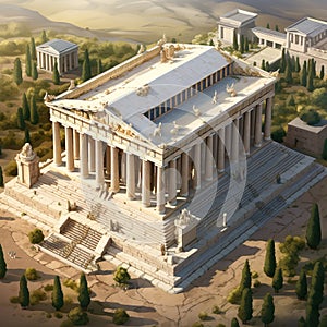 The Parthenon Greece Design an intricate 3D isometric perspective of the Parthenon AI Generated