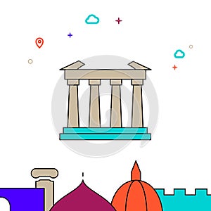 Parthenon, Greece filled line icon, simple illustration