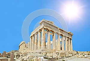 parthenon greece sun athens sun sunshine