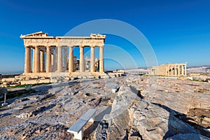 The Parthenon temple in Acropolis, Athens, Greece.