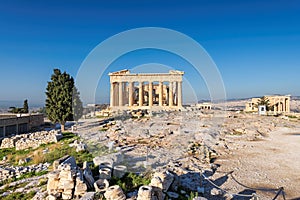 The Parthenon temple in Acropolis, Athens, Greece.