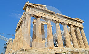 Parthenon temple in Acropolis in Athens, Greece on June 16, 2017.