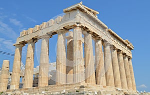 Parthenon temple in Acropolis in Athens, Greece on June 16, 2017.