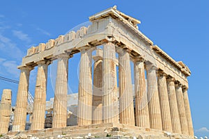 Parthenon temple in Acropolis in Athens, Greece on June 16, 2017.