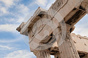 Parthenon Temple at the archaeological site of Acropolis in Athens Greece