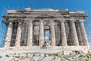 Parthenon temple on a sunny day. Acropolis in Athens