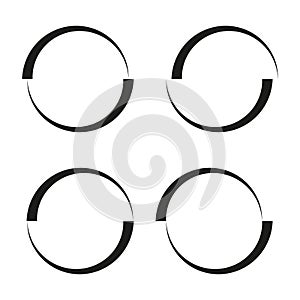 Partial circles set. Vector geometric shapes. Circular segment design. Abstract elements.