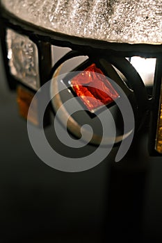 Partial close-up of glass table lamp