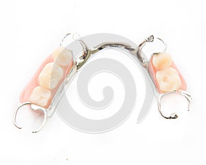 Partial dental prosthetics on a white background