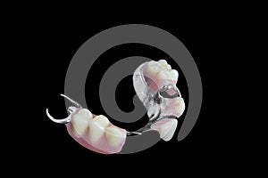 Partial Denture on black background