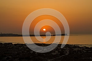 Partial eclipse of the sun seen on Peniche, Portugal