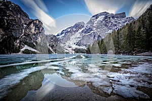 Partial freeze braies lake