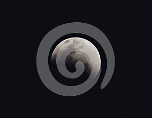 Partial lunar eclipse showing Earth's shadow