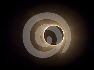 Partial lunar eclipse viewed through a telescope