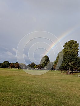 Partial rainbow from across a field