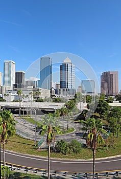 Partial skyline of Tampa, Florida vertical