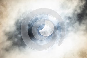 Partial Solar Eclipse on a Cloudy Day 25.10.2021 in Czechia