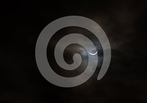 Partial Solar Eclipse on a Cloudy Day in Kristiansand Norway