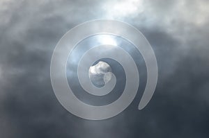 Partial Solar Eclipse in Cloudy sky