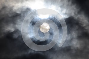 Partial Solar Eclipse in Cloudy sky