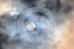 Partial Solar Eclipse in Cloudy sky