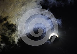 Partial Solar Eclipse with Rainbow Colors