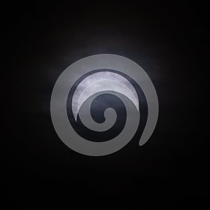 Partial Solar Eclipse Through Thin Clouds