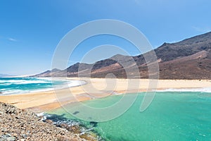 Partial view of Barlovento beach in Fuerteventura, Spain