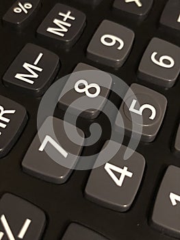 Partial view of the black calculator by zoom effect