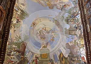 Partial view of ceiling fresco, Philosophical Hall, Strahov Monastery Library, Praque