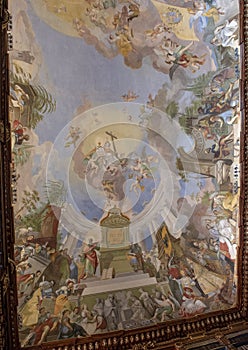 Partial view of ceiling fresco, Philosophical Hall, Strahov Monastery Library, Praque