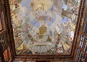 Partial view of ceiling fresco, Philosophical Hall, Strahov Monastery Library, Praque