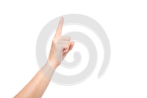 partial view of hand pointing up