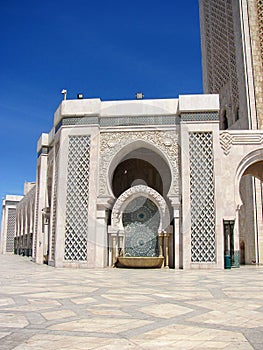 A partial view of Hasan II mosque in Casablanca, Morocco. It is one of the biggest mosques in the world