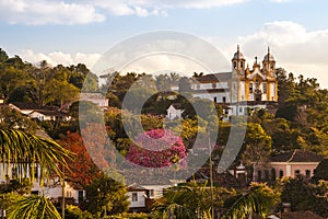 Partial view of the historic city of Tiradentes, Minas Gerais, Brazil. In the background the Mother Church