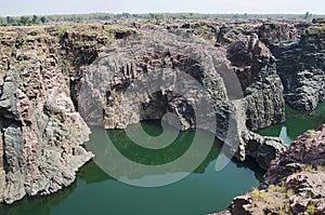 Partial view of Raneh falls, Is a natural water fall on the Ken River, Chhatarpur District, Madhya Pradesh photo