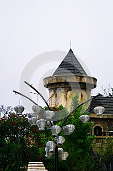 Partial view of the Resort with castles on fogs