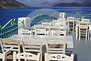 Partial view of a restaurant in Masouri on the island of Kalymnos, Greece